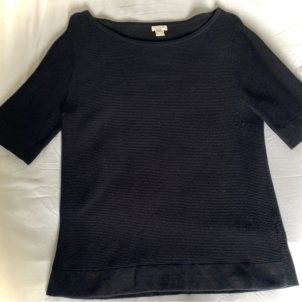 J. Crew Charcoal Ribbed Knit Top